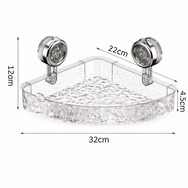Acrylic Corner Suction Shelf – Drill-Free Bathroom Rack