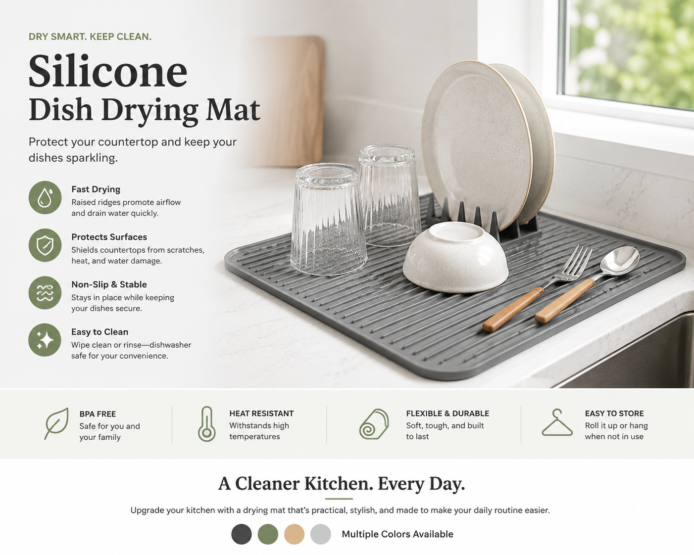 DrainDry Silicone Kitchen Mat