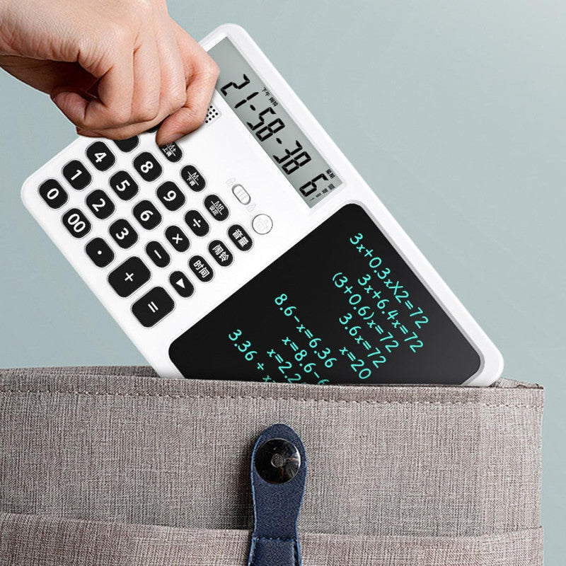 LCD Writing Tablet with Solar Calculator 2-in-1 - 12-Digit Portable Notepad Memo Office Student
