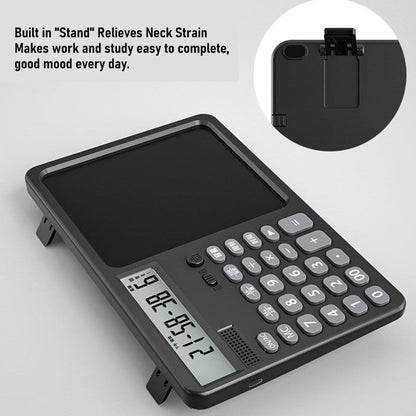LCD Writing Tablet with Solar Calculator 2-in-1 - 12-Digit Portable Notepad Memo Office Student
