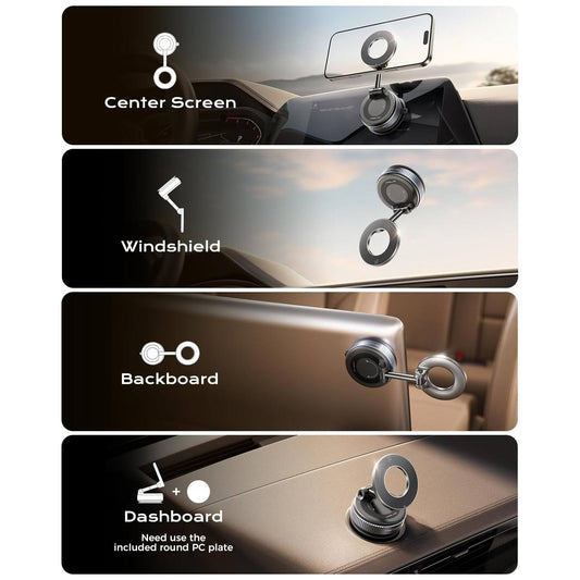 360° Car Mount Magnetic Phone Holder with Vacuum Suction