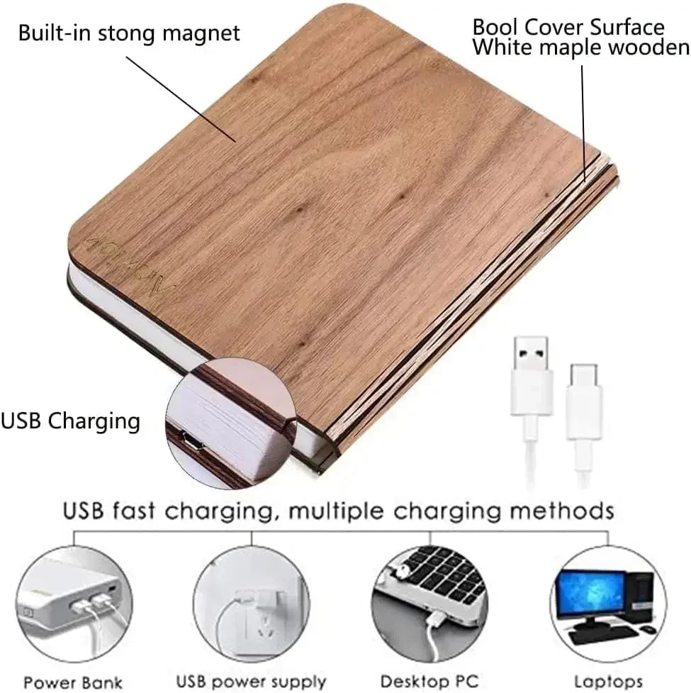 3D Folding Book Lamp – Creative LED Wooden Night Light