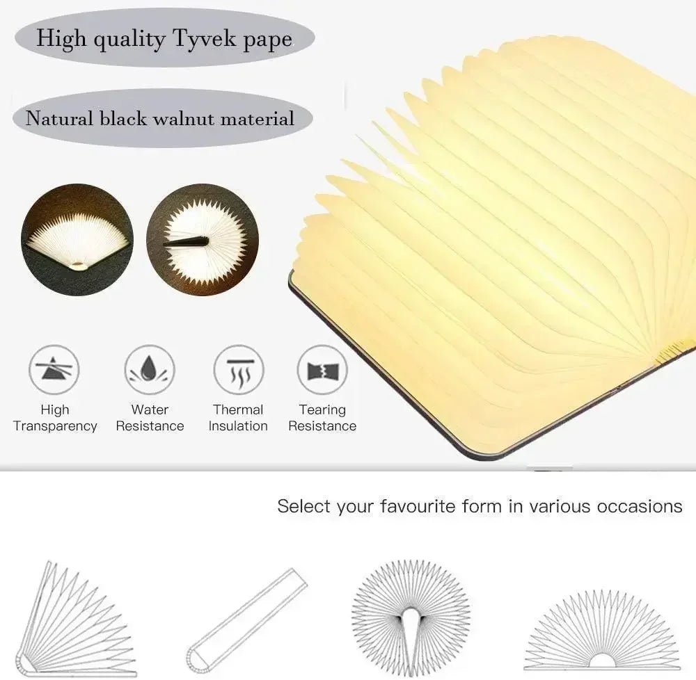 3D Folding Book Lamp – Creative LED Wooden Night Light