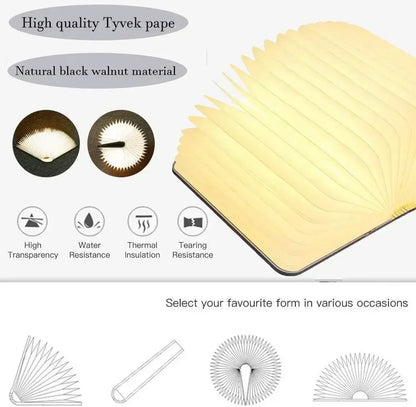 3D Folding Book Lamp – Creative LED Wooden Night Light