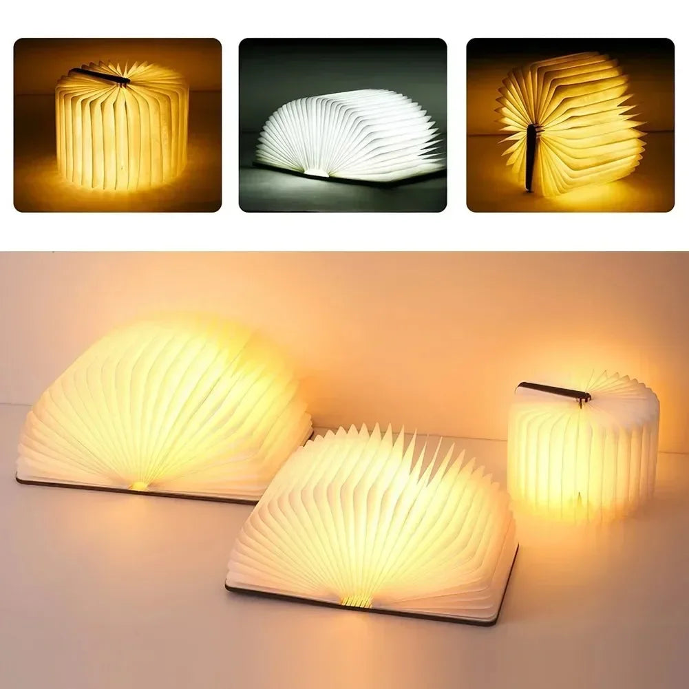 3D Folding Book Lamp – Creative LED Wooden Night Light