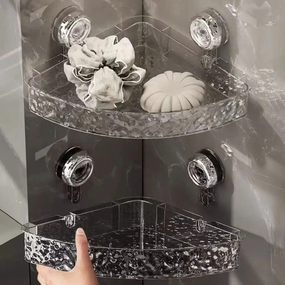 Acrylic Corner Suction Shelf – Drill-Free Bathroom Rack