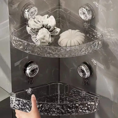 Acrylic Corner Suction Shelf – Drill-Free Bathroom Rack