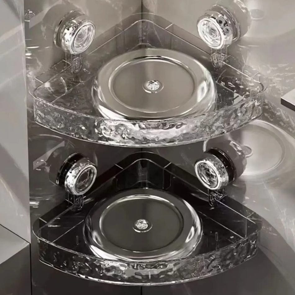 Acrylic Corner Suction Shelf – Drill-Free Bathroom Rack