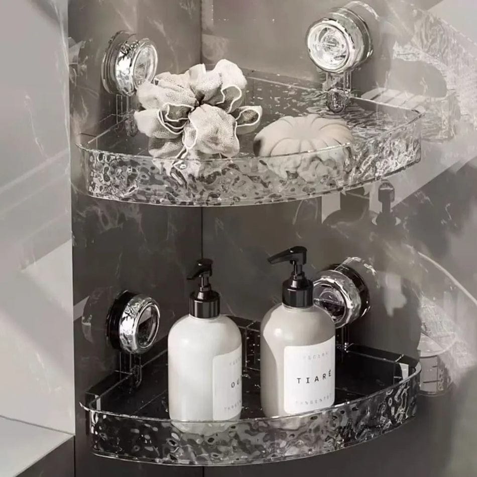 Acrylic Corner Suction Shelf – Drill-Free Bathroom Rack
