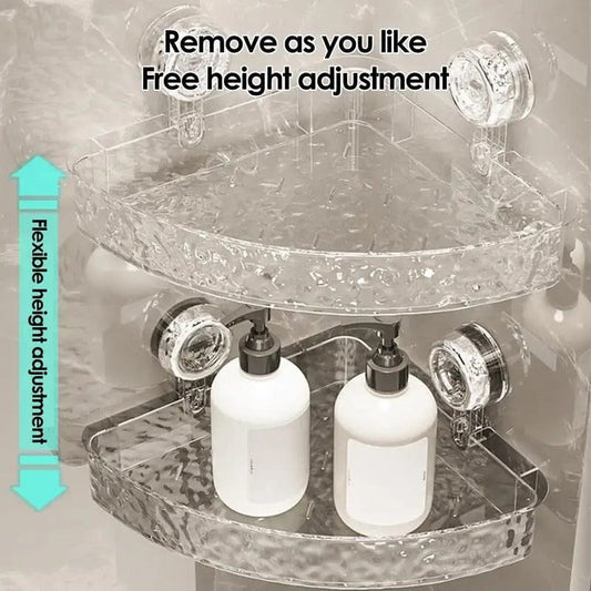 Acrylic Corner Suction Shelf – Drill-Free Bathroom Rack