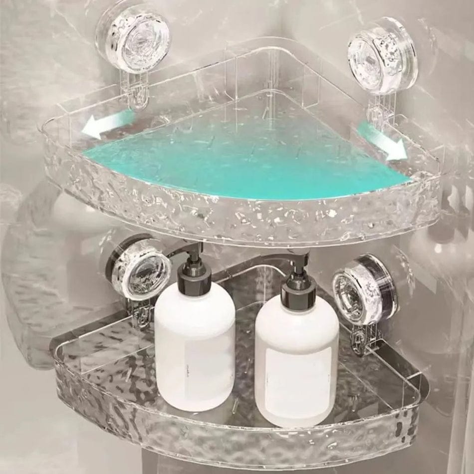 Acrylic Corner Suction Shelf – Drill-Free Bathroom Rack