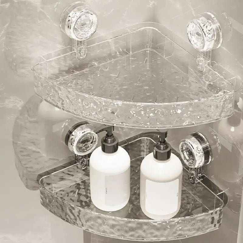 Acrylic Corner Suction Shelf – Drill-Free Bathroom Rack