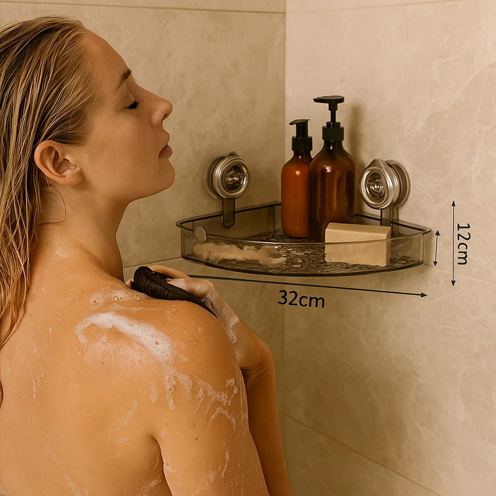 Acrylic Corner Suction Shelf – Drill-Free Bathroom Rack