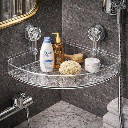 Acrylic Corner Suction Shelf – Drill-Free Bathroom Rack